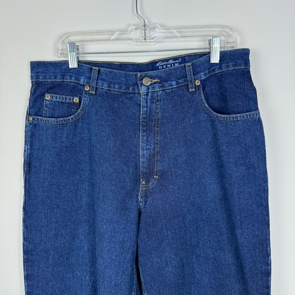 Eddie Bauer 100% Cotton Authentic 16 Tall Long Dark Wash Straight Leg Denim Jean - Picture 3 of 7